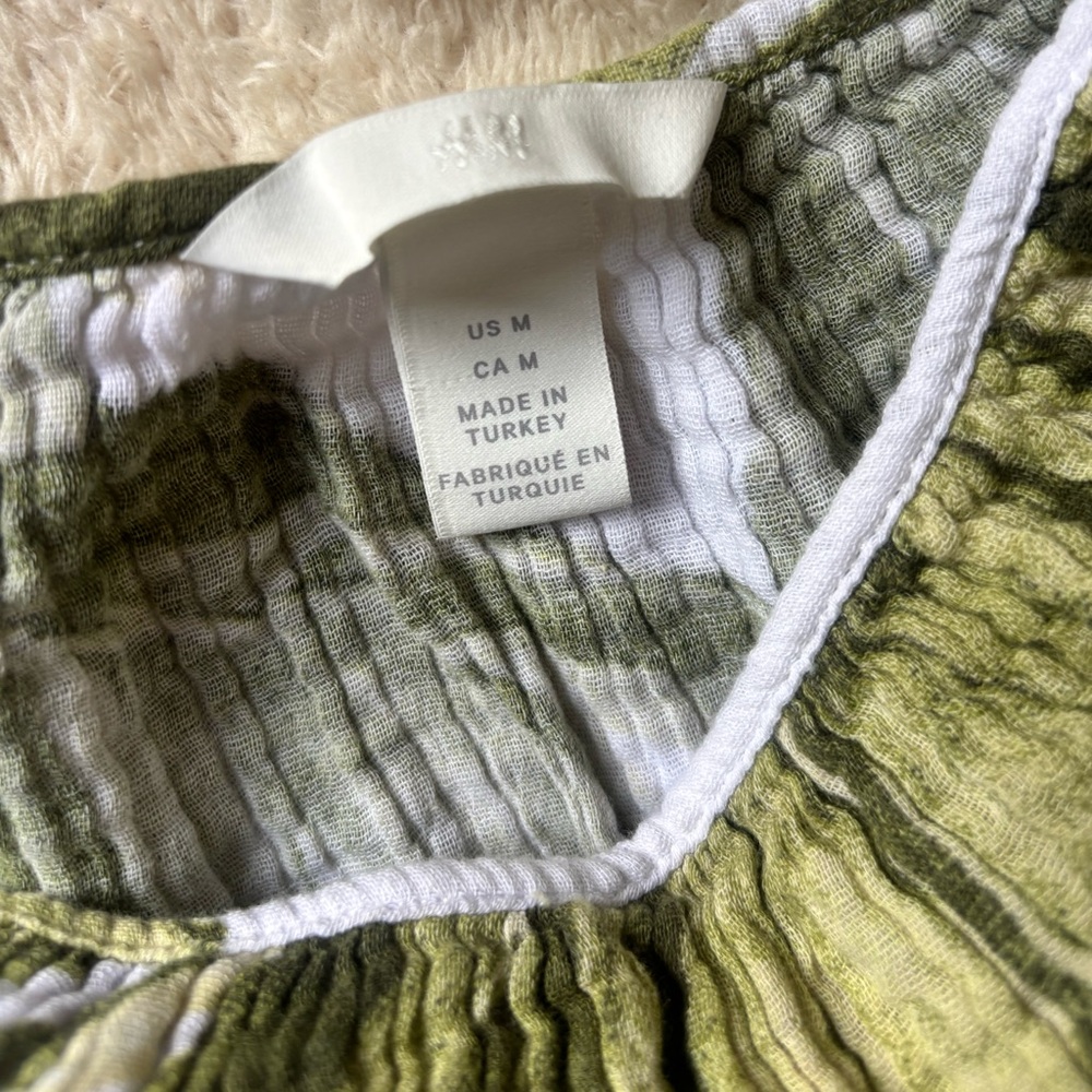 H&M Tropical Leaf Print Midi Dress 🌿 Green & White Size M - Picture 8 of 16